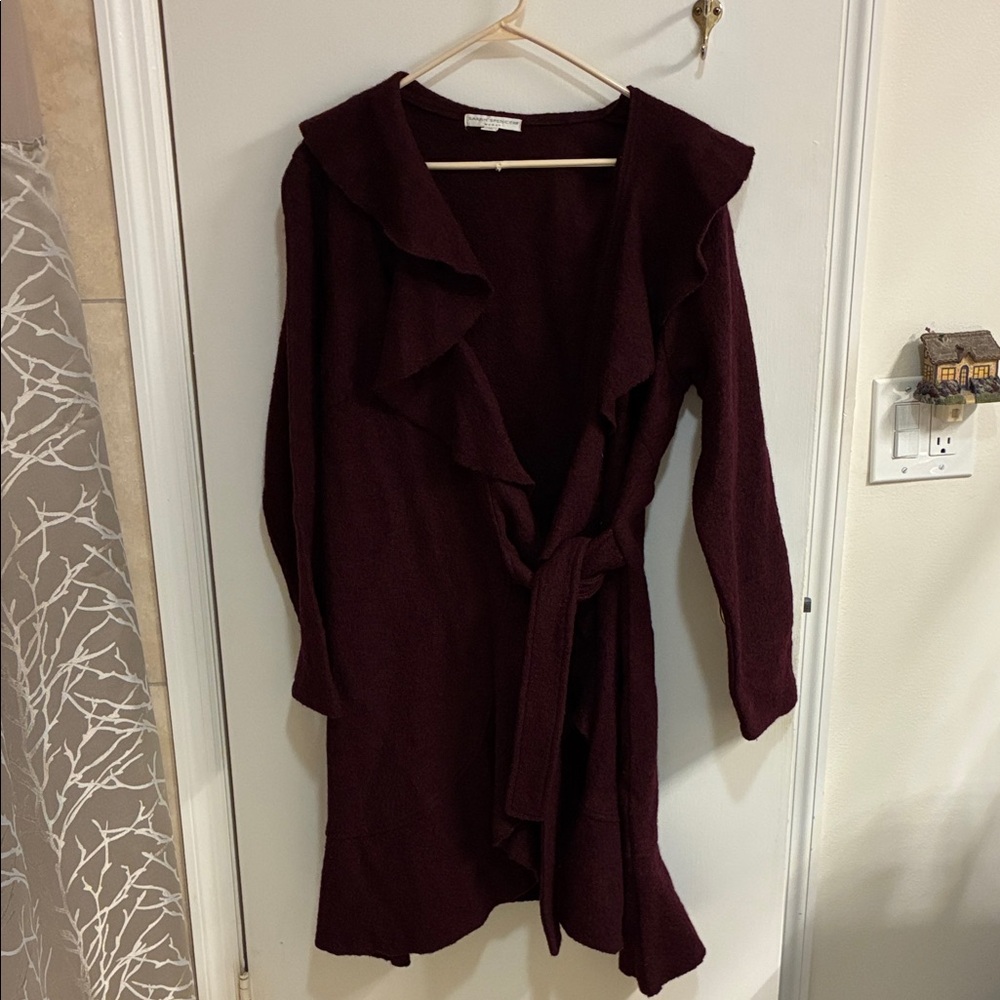 Sarah Spencer Burgundy 100% Wool Long Sleeve Coat Sz 1X